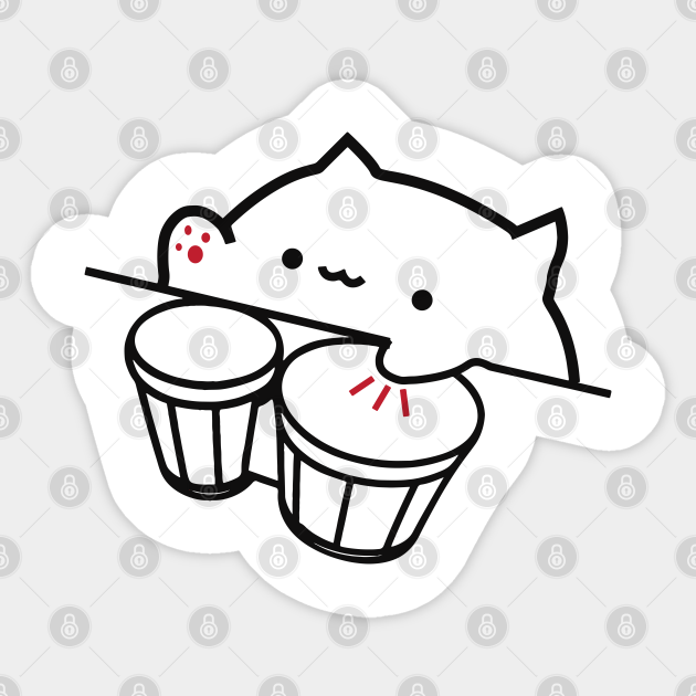 Bongo Cat Viral Music Cute Cat Meme Bongo Cat Sticker Teepublic