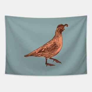 Gambel's Quail Linocute Style Tapestry