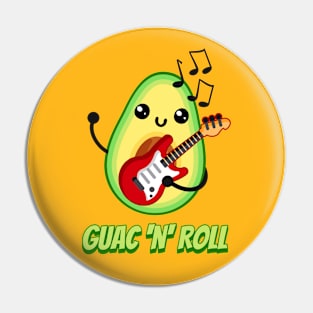 Guac 'n' Roll! Cute Avocado Music Cartoon Pin