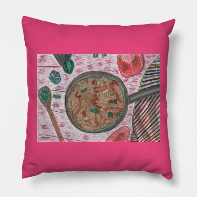 Italian Paella Pillow by Mila-Ola_Art