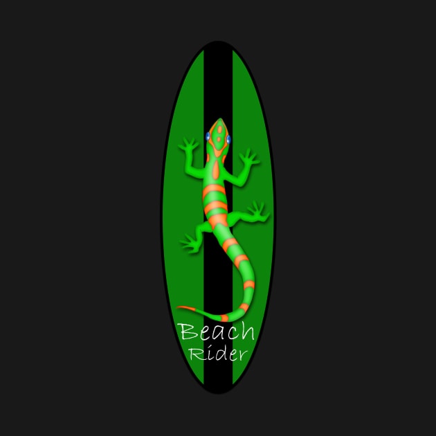 Cool Gecko Lizard Surfboard Rider by funnybones