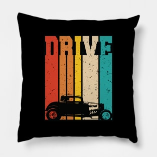 Drive Retro Hot Rod Car Lovers Illustration Pillow