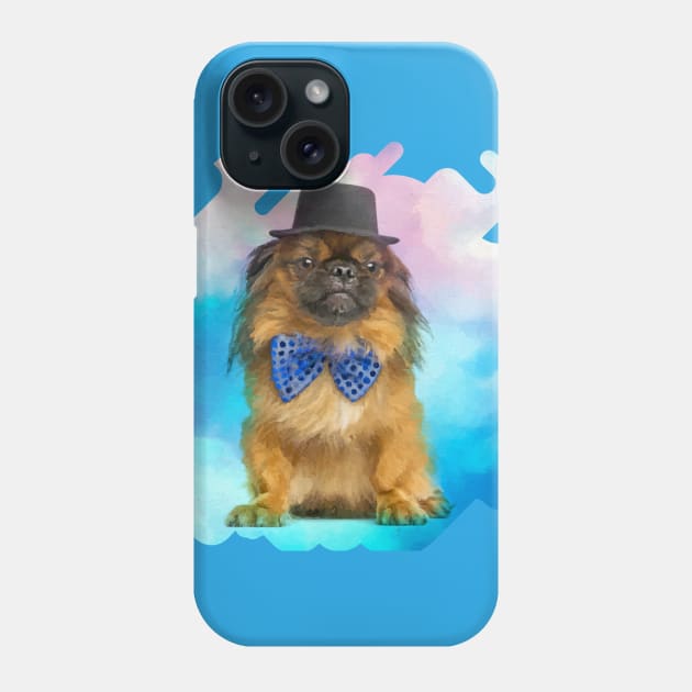 Cute Pekingese dog with bow tie and hat Phone Case by Nartissima