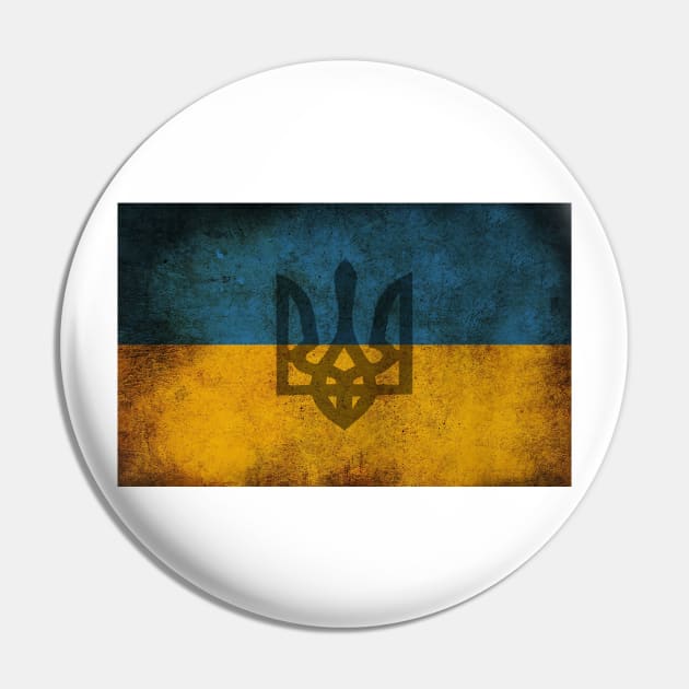 Distressed Ukranian Flag w/Tryzub Pin by cthomas888