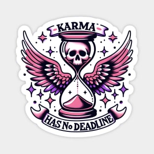 "Karma Has No deadline" Skull in Hourglass Magnet