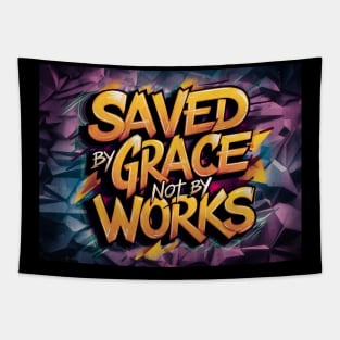 Saved by Grace Ephesians 2:8 Scripture Art Graffiti Tapestry