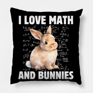 I Love Math And Bunnies, funny Easter Design Pillow