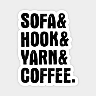 Sofa, hook, yarn & coffee (black) Magnet