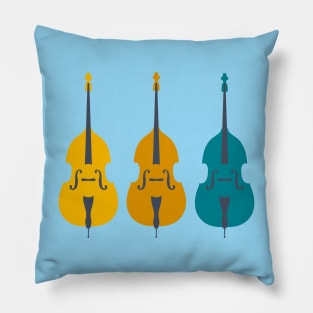 Trio of Teal Double Basses Pillow