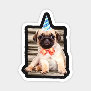 Cute Pug - Pug Life - puppy Dog Pug - Birthday Party Magnet