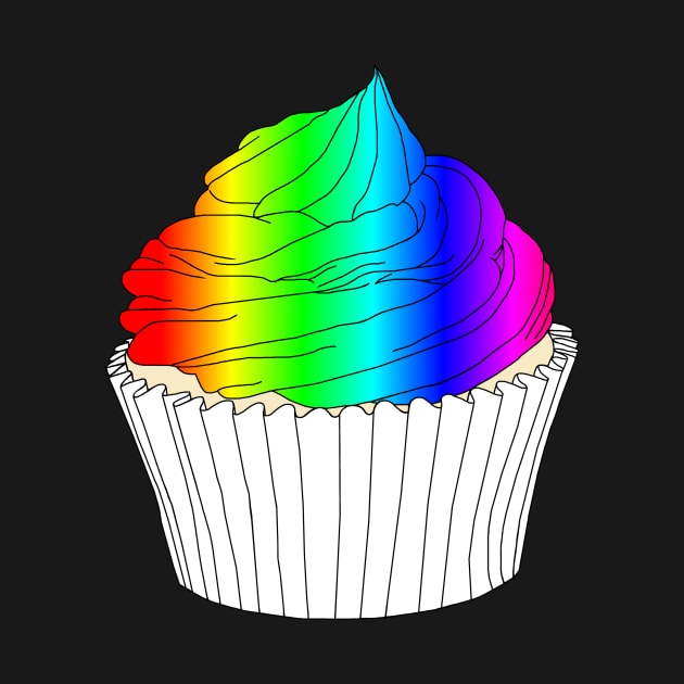 Colorful Rainbow Cupcake by Art by Deborah Camp