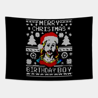 merry christmas birthday boy ugly sweater Tapestry