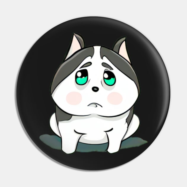 Sad Fat Cute Husky Kawaii Pin by Shadowbyte91