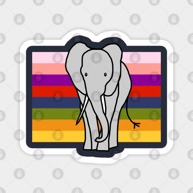 Elephant on Rainbow Stripes Graphic Magnet by ellenhenryart