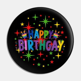 Happy BirthGay Rainbow Celebration | LGBTQ+ Festive Birthday Pin