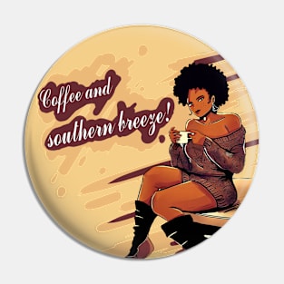 Confident woman, coffee and southern breeze (No background) Pin