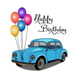 Happy Birthday Blue Car T-Shirt