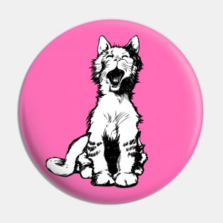 Yawning Cat on Pink Pin