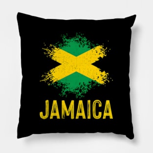 Jamaica Watercolors Sport Jamaican Flag Pillow