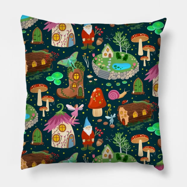 Garden Gnome Pattern Pillow by Salty Siren Studios