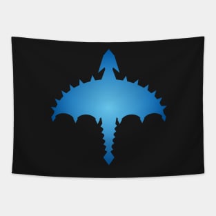 Blue Abstract Digital Cyber Heavy Metal Dragon Design Tapestry