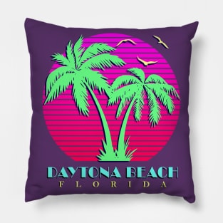 Daytona Beach Florida Palm Trees Sunset Pillow