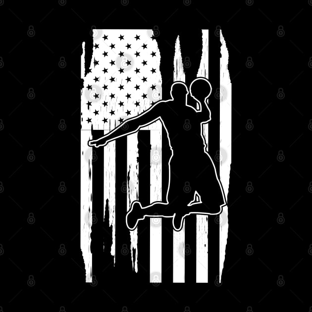 Basketball Player in American Flag by KC Happy Shop