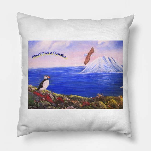 Proud to be a Canadian Pillow by Allison Prior Art