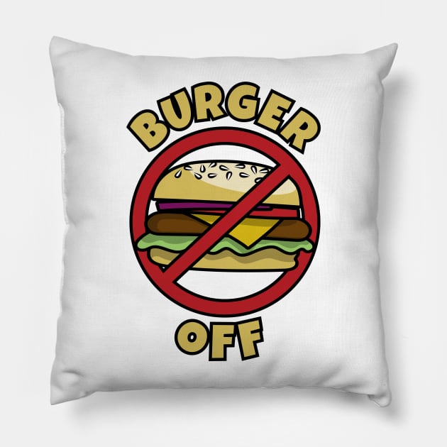 Burger Off Pillow by Phil Tessier