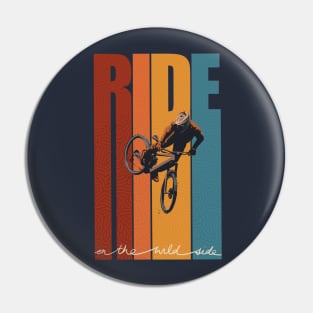 Retro Ride On The Wild Side Mountain Bike Art Pin