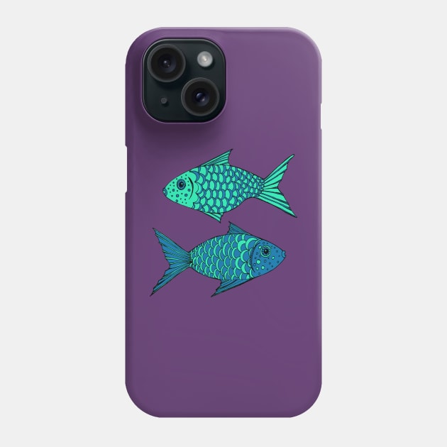 2 Blue Fish Phone Case by Heartsake