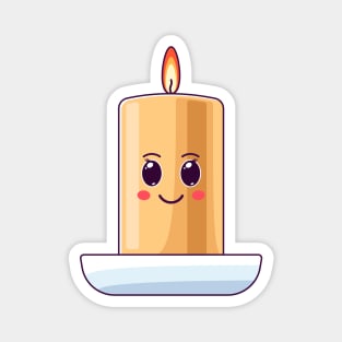 Cartoon Kawaii Burning Wax Candle with Smile Magnet