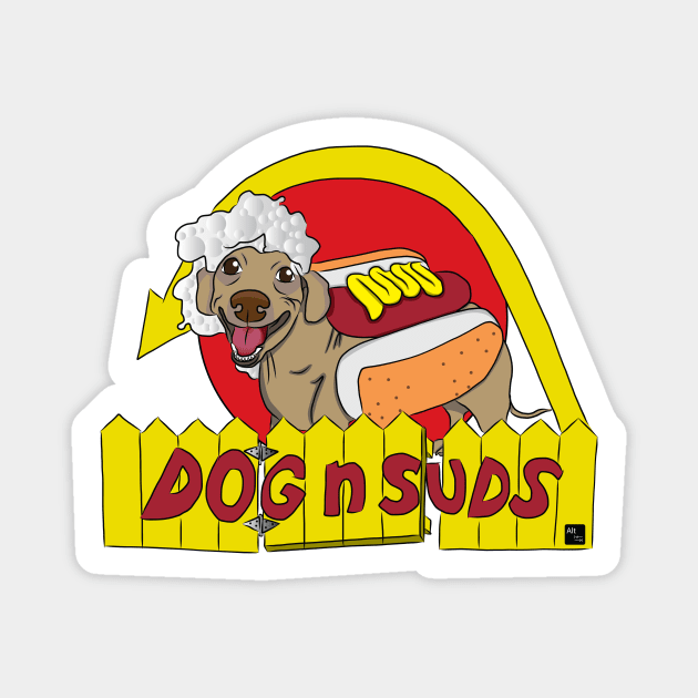 Dog n Suds Dachshund Magnet by AltTabStudio