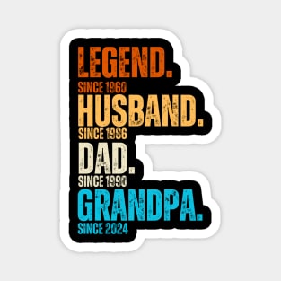 Legend Since 1960 Husband Since 1986 Dad Since 1990 Grandpa Since 2024 - Great Gift Ideas for Legendary Dads and Grandpas for Father's Day 2024 Magnet