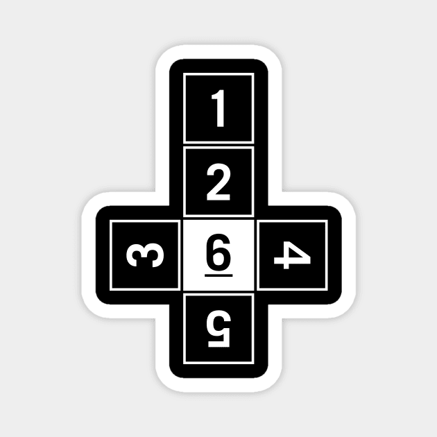 Unrolled D6 With Numbers Magnet by ClarkStreetPress