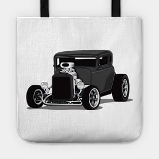 1932 Black Chevy 5 Window Coupe HotRod Print Tote