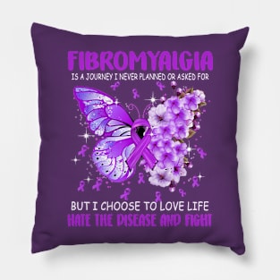 A Journey I Never Planned, Fibromyalgia Awareness, Purple Ribbon Butterfly Pillow