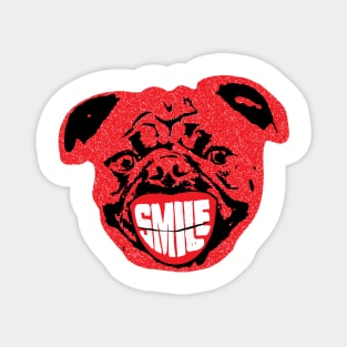 Ugly Red Pug Head Says Smile Magnet