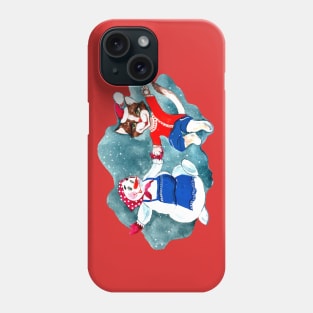 Kitty and snowman Phone Case