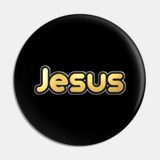 Shiny black and Gold JESUS word ver9 Pin