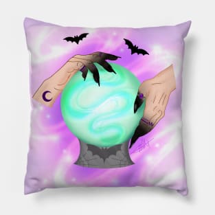 Crystal ball with witch hands Pillow