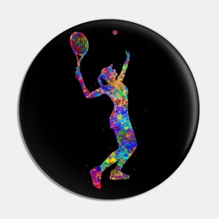 Tennis player girl watercolor Pin