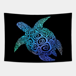 Blue mandala turtle Tapestry