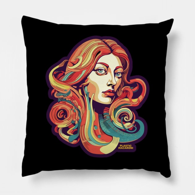 Plastic Macaroni Boho Trippy Hippy Vintage Noodle Pillow by BoobRoss