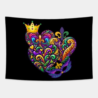 Mardi Gras Heart Mask Valentine's Day Tapestry