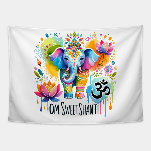 Om Sweet Shanti Tapestry by Total 8 Yoga