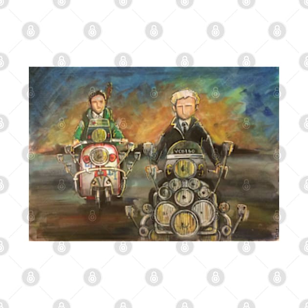 Retro Scooter, Classic Scooter, Scooterist, Scootering, Scooter Rider, Mod Art by Scooter Portraits