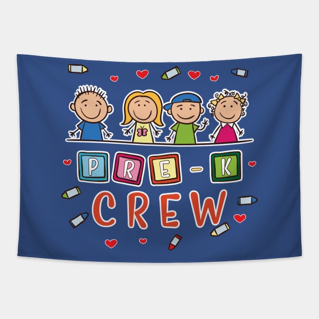 Pre-K Crew Preschool Back To School T-Shirt 1st Grade Pre-School Tapestry by Shirtbubble