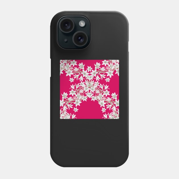 Star flowers repeating pattern botanical lacey hand painted trellis on red Phone Case by LeanneTalbot