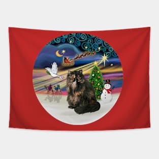 "Christmas Magic" with a Tortie Persian Cat Tapestry